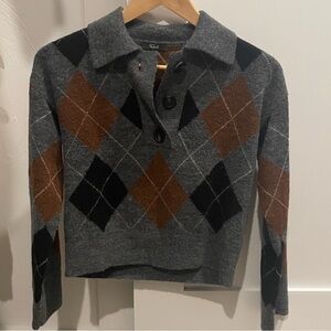 Rails Argyle Women Polo Buttoned Collared Sweater Wool XS